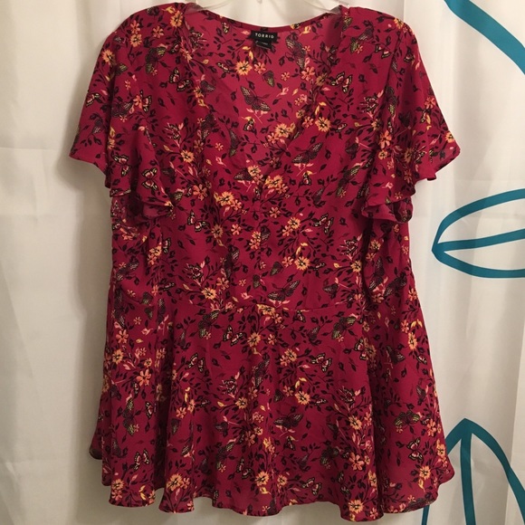 torrid Tops - Torrid Flutter Sleeve Peplum Top